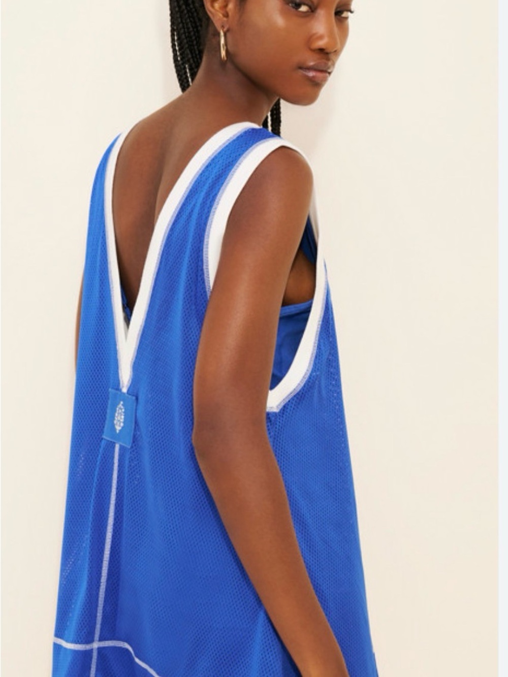 NWT Free People Movement Walk Out One-Piece dress/ romper in blue & white Size M